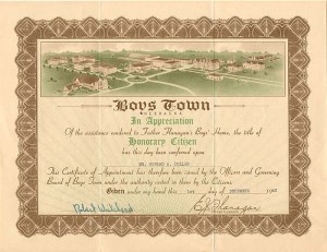 Boys Town - 1942 dated Certificate of Appointment - Americana